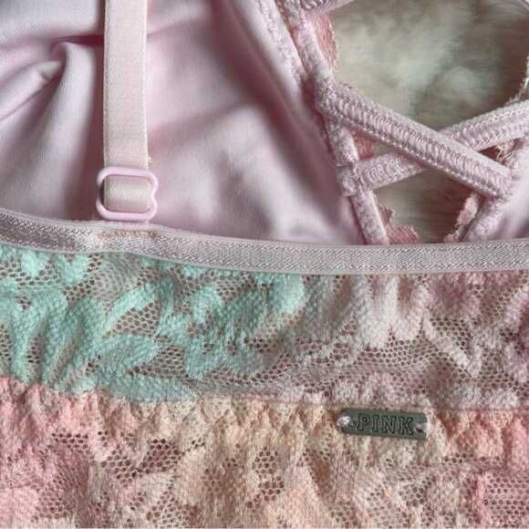Victoria's Secret PINK | Cotton Candy Plunge Lace Bralette | Size Extra Small - Picture 7 of 11